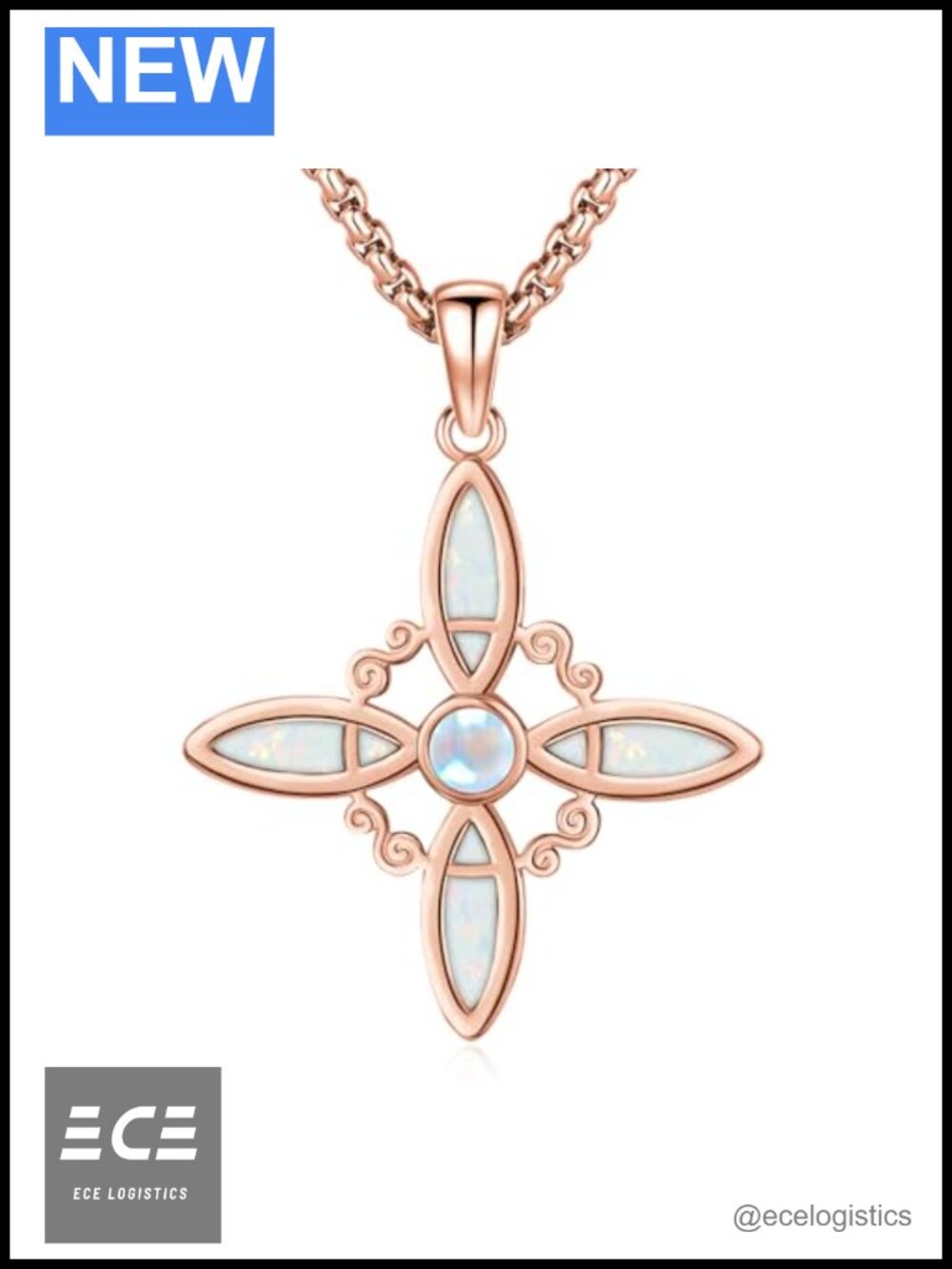 Witches Knot Necklace Rose Gold-plated 925 Sterling Silver Opal Pendant 20in